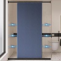 Rideau de douche pliable et imperméable, rideau de douche magnétique, rideau de douche en lin épais, non doublé,bleu, 150 cm x 200 cm