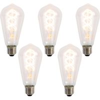 Set of 5 E27 LED Spiral Filament Bulbs ST64 5W 400 lm 2200K