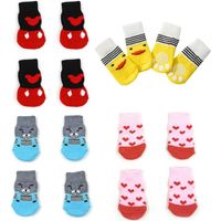 Calcetines antideslizantes para perros pequeños, 4 estilos con agarres, protección para suelos duros (M)