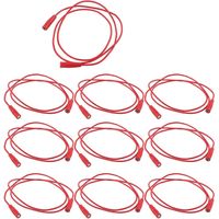10er-Set 4-mm-Bananenstecker-Prüfleitungen (weiblich auf weiblich), 0,75 mm² Verlängerungskabel J.70029 Rot