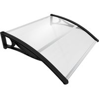 Vounot – Marquise auvent de porte 100x80cm – Polycarbonate 6mm résistant aux chocs – Cadre voûté en PPO avec support en aluminium – Anti-UV
