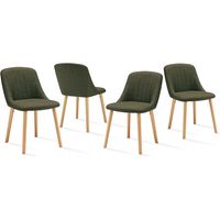 Upholstered Modern dining chairs with ergonomic backrests and wooden legs, Style and comfort combined - Set of 4 - Grass Green