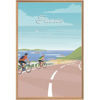 Tableau mural encadré illustration cyclisme 65x97 cm