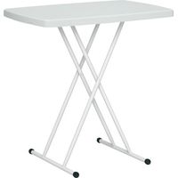 Table de jardin, table d'extérieur portable en plastique et métal, table bistro, pour terrasse, jardin, blanche
