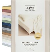 SCHÖNER WOHNEN lenzuolo con angoli FLAT - 1 pezzo 200x200 cm, Bianco