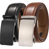 Lot de 2 ceintures à cliquet pour homme - Ceinture en cuir 3,5 cm (1 3/8") pour jeans décontractés - Convient aux tours de taille de 91 à 112 cm (36 à 44") - Ajustable