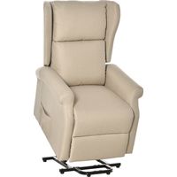 Fauteuil releveur inclinable avec Repose-Pied Fauteuil de Relaxation électrique Ajustable Lin Crème
