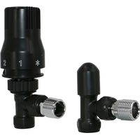 Warmehaus Black Angled Thermostatic Radiator Valves 15mm TRV