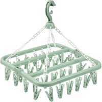 Étendoir à linge pliable à 32 pinces, multifonctionnel, en plastique résistant au vent, pour la maison.