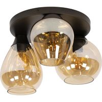 Plafonnier moderne 3 lampes en verre ambre Mixtie