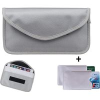 Pochette de bloqueur de Signal RFID 2X Pochettes pour Cartes de crédit RFID Sac Anti-vol Faraday pour clé de Voiture Fob et Poche pour téléphone Portable bloquant - (Grey)