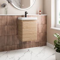 Wood Effect Bathroom Furniture Vanity Unit with Basin Sink Cabinet Storage 400mm Wall Hung