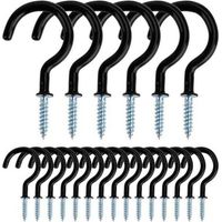 Crochets à Visser Métal Plafond Vis Crochet en pour Usage D'intérieur et de Plein Air pour Accrocher Tasses, XU, Pots, Lumières, Cordes, 20 Pièces (Noir) -