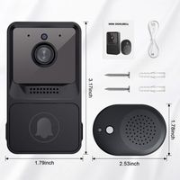 Compatible avec la sonnette vidéo sans fil Z20 noire pour la maison. Sonnette vidéo WiFi sans fil basse consommation. Judas électronique intelligent WiFi.