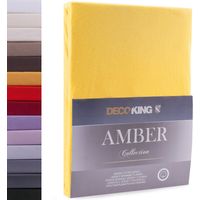 DecoKing Lenzuolo sotto con Angoli Elasticizzati 100% Jersey in Cotone, Amber Collection, 160x200-180x200 cm, Arancione Chiaro