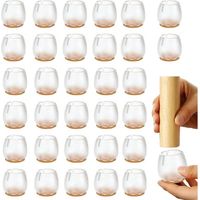 32 chair leg protectors, chair leg caps, rubber chair leg caps with wear-resistant felt glides, prevent noise and scratches (transparent, 12-16 mm)