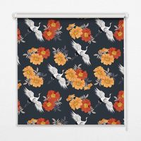 Store Enrouleur Intérieur pour Fenêtre - Store Tamisant - Store Enrouleur qui Laisse Passer la Lumière - Store Brise-Vue - Store - Store pour Intérieur - (100 cm x 140 cm) - Fleurs et grues
