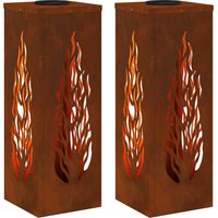 vidaXL Solar LED Pathway Light 2 pcs Bronze Weathering Steel