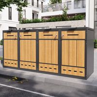 Abri Poubelles 4x240L Acier Aspect Bois - Cache-Conteneurs Verrouillable Ventilé Résistant