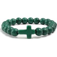 Bracelet croix en pierre givrée brillante de 8 mm pour femmes et hommes, bracelet de prière tendance avec cordon élastique