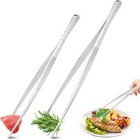 Roestvrijstalen keukenpincet, 2 stuks keukentang inox, keukenpincet, lange keukentang voor koken, grillen en bakken, culinair precisietang voor vlees, barbecue en decoratie