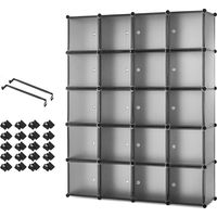 Mondeer Armadio modulare cubi componibili in plastica, Guardaroba Modulare Organizer con Appendiabiti, Portaoggetti Grigio 20 cubi