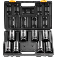 VEVOR 1" Drive Impact Socket Set, 8 Piece Deep Socket Set Metric 27-41mm, 6 Point Cr-Mo Alloy Steel for Auto Repair, Easy-to-Read Size Markings, Rugged Construction, Includes Storage Case