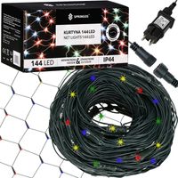 GRIGLIA 144LED LUCI DI NATALE TENDA LUMINOSA GRANDE 5x2m GIRLANDA MULTI