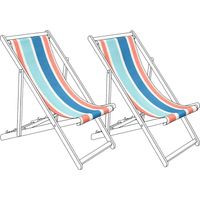 Lot de 2 Toiles de Remplacement pour Chaises Longues en Polyester Motif Rayé Multicolore Turquoise Anzio / Avellino
