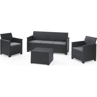 Keter Emma 5 Seater Lounge Set with Storage Table - Dark Grey