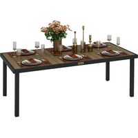 Table de jardin rectangulaire pour 8 personnes en aluminium table de salle à manger extétieur plateau PE à lattes