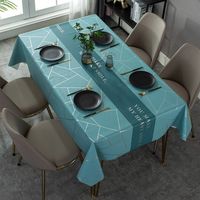 Rechteckige Antifouling-Tischdecke, rechteckige PU-Wachstuch-Tischdecke mit Retro-Druck, Esstisch, Picknick, Party, Garten, Küchentischdecke (unregelmäßiges Blau), 137 × 60 cm