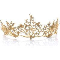 Couronne baroque vintage dorée, diadème, accessoire de coiffure de mariage, bandeau libellule pour femmes et filles