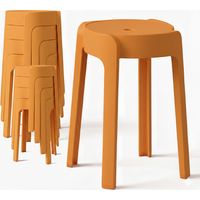 12 Tabourets Gigognes empilables BM HOME TAB-ORANGE en plastique, légers pour la maison, salle de classe, cuisine, jardin