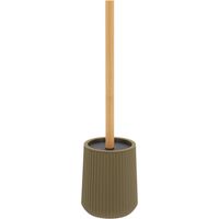 Brosse wc striee abs/as effet rubber et bambou - vert olive - Tendance