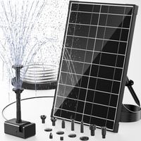 POPOSOAP Fontaine solaire 8W, pompe solaire pour bassin avec protection manque d’eau, buses doubles & tuyau 1,5m pour bain d’oiseaux