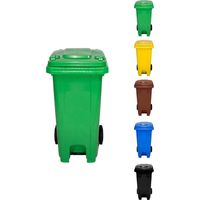 Cubo de Basura 120 Litros con Pedal y Ruedas Contenedor Robusto HDPE Exterior e industrial