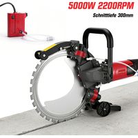 5000W 2200RPM Scie à Béton électrique, Ø408mm Lame Diamant, Découpeuse électrique avec Pompe à Eau, Profondeur de Coupe 300mm, Câble 3m – Coupe Béton, Granit, Pierre, Brique