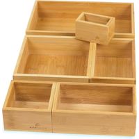 6er Set Bambus Schubladen Organizer Individuelle Boxen inkl. Pads