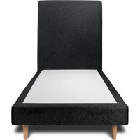 Lit 90x200cm avec tête de lit tapissier bouclette et sommier tapissier Noir - Hauteur totale : 29cm