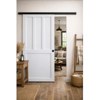 Porta Scorrevole Officina 2 pannelli bianchi H204 x L73 + binario in alluminio Nero e 2 gusci Neri