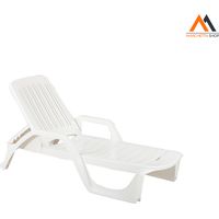 Tumbona de jardín para piscina de polipropileno blanco con ruedas Zanzibar