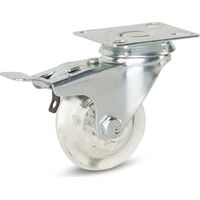 Roulette pivotante freinée - MESO - Meuble transparente - Platine - 50mm - 50kg