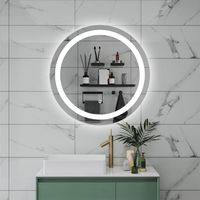 AICA Espejo de baño,60 x 60 cm,con LED luz , brillo ajustable, memoria agapada, antinieble