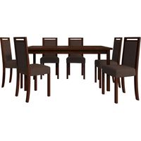 Salle à manger complète Victorville 308, Noix, 76x92x160cm, Diamètre: 0, Nombre de chaises: 6, Style: Contemporary