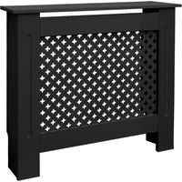 Ecd Germany – Cache-radiateur moderne 78x19x82cm – Noir MDF avec étagère décorative – Motif nid d'abeille – Fixation murale incluse