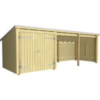 Plus Gartenhaus Nordic Multi 619 x 208 cm natur mit Doppeltür, offen, Dachpappe