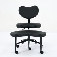 Meditation Chair Plus, Cross Legged Chair with Wheels, ADHD Chair, Criss Cross Desk Chair with Lumbar Support and Adjustable Stool, Flexible Design for Fidgety Sitters, Black PU,DE1887BK