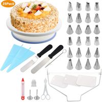 Plato giratorio para tarta 39 piezas juego de herramientas para decorar tartas