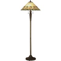 Interiors Jamelia - Lampadaire à 2 lampes en verre Tiffany, peinture bronze foncé avec reflets, E27
